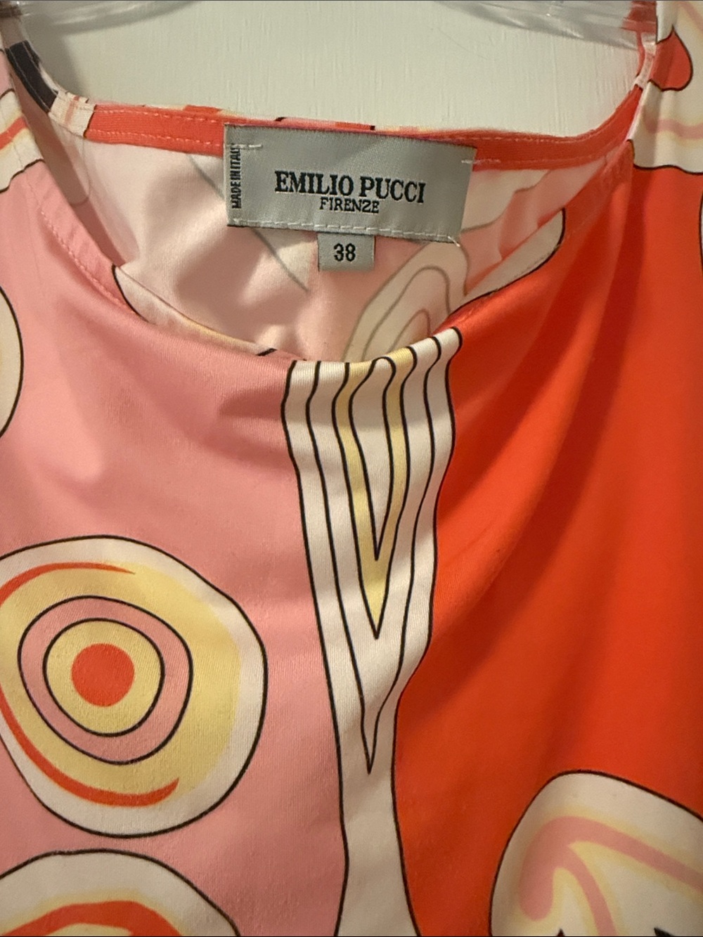 Emilio Pucci Pink Red Black Yellow 38 Italy Shift Dress Mod Printed 6 Small Med - Picture 2 of 16